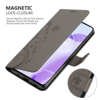 OnePlus 9RT 5G Suojakuori Lompakkokotelo (harmaa)