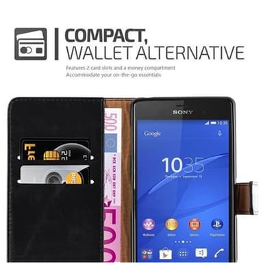 Sony Xperia Z3 Suojakuori Lompakkokotelo (Musta)