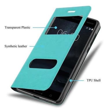 Lompakkokotelo Nokia 6 2017 Case (Turkoosi)