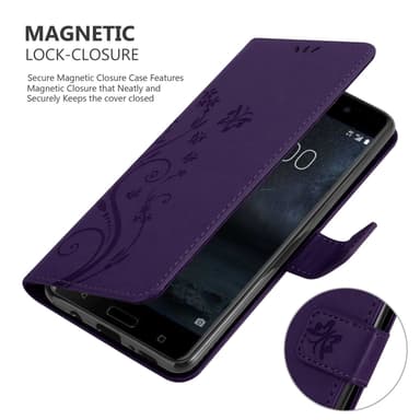 Nokia 6.1 Suojakuori Lompakkokotelo (Violetti)