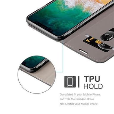 iPhone X / XS Suojakuori Lompakkokotelo (harmaa)