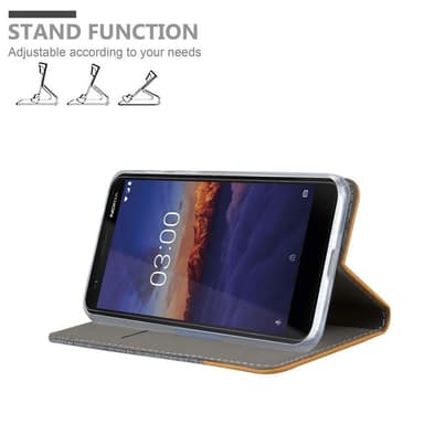 Nokia 3.1 Suojakuori Lompakkokotelo (harmaa)