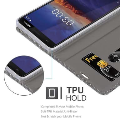 Nokia 3.1 Suojakuori Lompakkokotelo (harmaa)