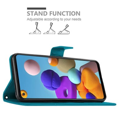 Samsung Galaxy A21s Suojakuori Lompakkokotelo (Sininen)