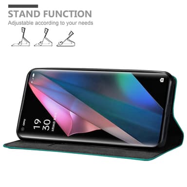 Oppo FIND X3 PRO Suojakuori Lompakkokotelo (Turkoosi)