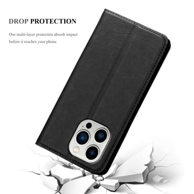 iPhone 14 PRO Suojakuori Lompakkokotelo (Musta)