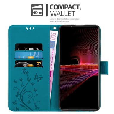 Sony Xperia 1 III Suojakuori Lompakkokotelo (Sininen)