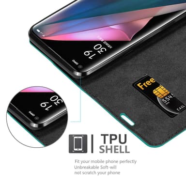 Oppo FIND X3 PRO Suojakuori Lompakkokotelo (Turkoosi)
