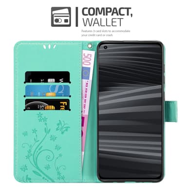 Realme GT 2 PRO Suojakuori Lompakkokotelo (Turkoosi)