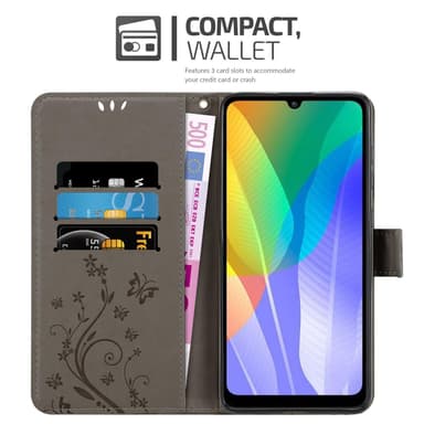 Huawei Y6P Suojakuori Lompakkokotelo (harmaa)