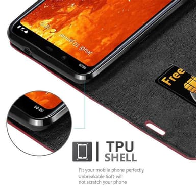 Nokia 8.1 Suojakuori Lompakkokotelo (Punainen)