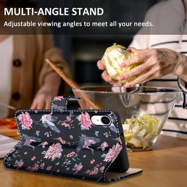 iPhone XR Suojakuori Lompakkokotelo (Musta)