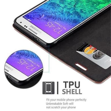 Samsung Galaxy ALPHA Suojakuori Lompakkokotelo (Ruskea)