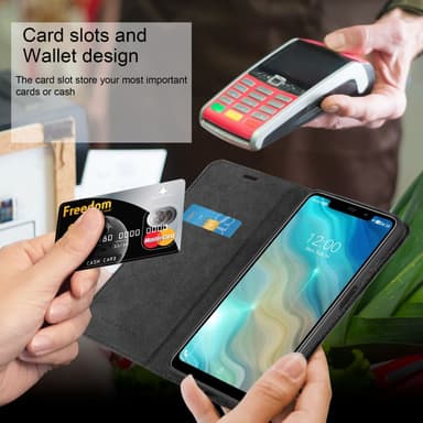 Oukitel C22 Suojakuori Lompakkokotelo (Musta)