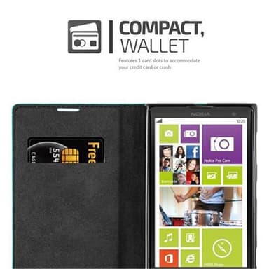 Nokia Lumia 1020 Suojakuori Lompakkokotelo (Turkoosi)