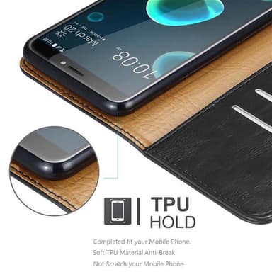 HTC Desire 12 PLUS Suojakuori Lompakkokotelo (Musta)