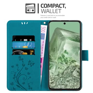 Google Pixel 8 Suojakuori Lompakkokotelo (Sininen)