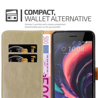 HTC Desire 10 PRO Suojakuori Lompakkokotelo (Ruskea)