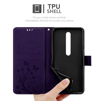 Nokia 6.1 Suojakuori Lompakkokotelo (Violetti)