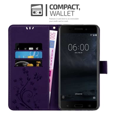 Nokia 6.1 Suojakuori Lompakkokotelo (Violetti)