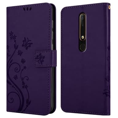 Nokia 6.1 Suojakuori Lompakkokotelo (Violetti)