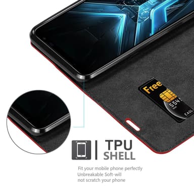 Asus ROG Phone 3 Suojakuori Lompakkokotelo (Punainen)