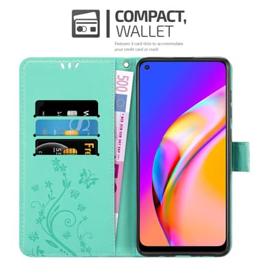 Oppo A94 5G Suojakuori Lompakkokotelo (Turkoosi)