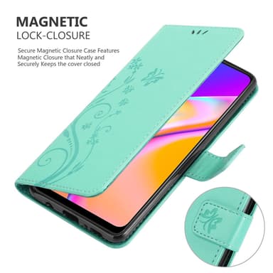 Oppo A94 5G Suojakuori Lompakkokotelo (Turkoosi)