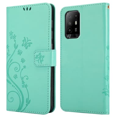 Oppo A94 5G Suojakuori Lompakkokotelo (Turkoosi)