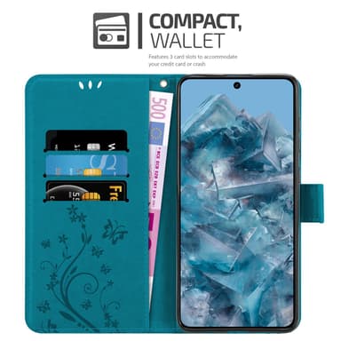 Google Pixel 8 Pro Suojakuori Lompakkokotelo (Sininen)