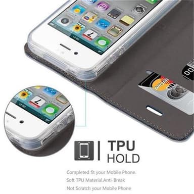 iPhone 4 / 4S Suojakuori Lompakkokotelo (Sininen)