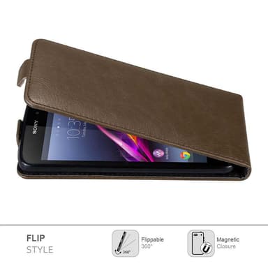 Sony Xperia Z1 Suojakuori Lompakkokotelo (Ruskea)