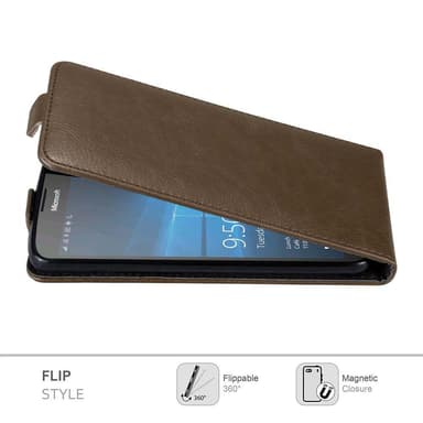 Nokia Lumia 950 XL Suojakuori Lompakkokotelo (Ruskea)