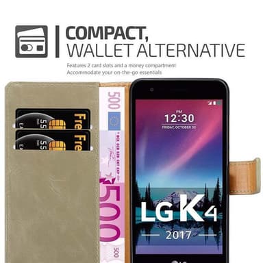 LG K4 2017 Suojakuori Lompakkokotelo (Ruskea)