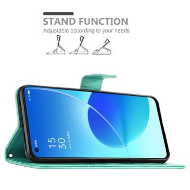 Oppo Reno6 5G Suojakuori Lompakkokotelo (Turkoosi)