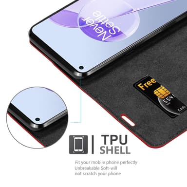 OnePlus 9RT 5G Suojakuori Lompakkokotelo (Punainen)