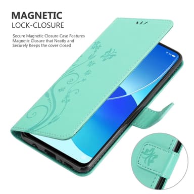 Oppo Reno6 5G Suojakuori Lompakkokotelo (Turkoosi)