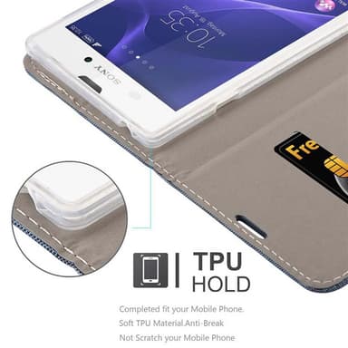 Sony Xperia T3 Suojakuori Lompakkokotelo (Sininen)
