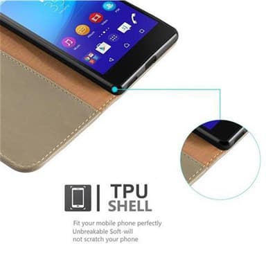 Sony Xperia M5 Suojakuori Lompakkokotelo (Ruskea)