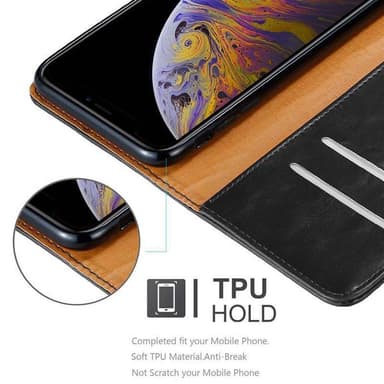 iPhone XS MAX Suojakuori Lompakkokotelo (Musta)