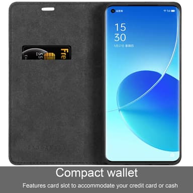 Oppo Reno6 PRO 5G Suojakuori Lompakkokotelo (Musta)