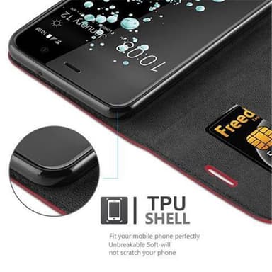 HTC U PLAY Suojakuori Lompakkokotelo (Punainen)