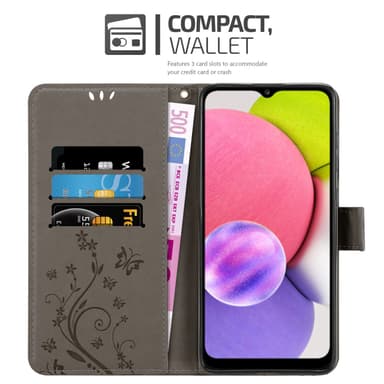 Samsung Galaxy A03s Suojakuori Lompakkokotelo (harmaa)