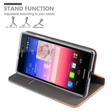 Huawei ASCEND P7 Suojakuori Lompakkokotelo (harmaa)