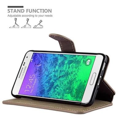 Samsung Galaxy ALPHA Suojakuori Lompakkokotelo (Ruskea)