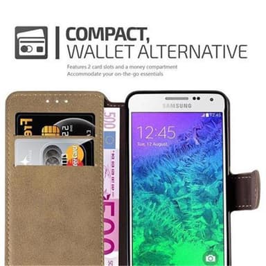 Samsung Galaxy ALPHA Suojakuori Lompakkokotelo (Ruskea)