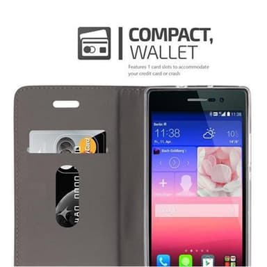 Huawei ASCEND P7 Suojakuori Lompakkokotelo (harmaa)
