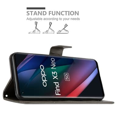 Oppo FIND X3 NEO Suojakuori Lompakkokotelo (harmaa)