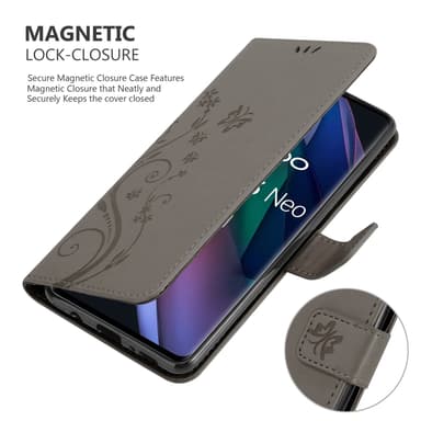 Oppo FIND X3 NEO Suojakuori Lompakkokotelo (harmaa)
