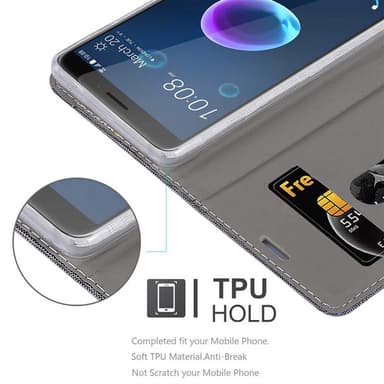 HTC Desire 12 Suojakuori Lompakkokotelo (harmaa)